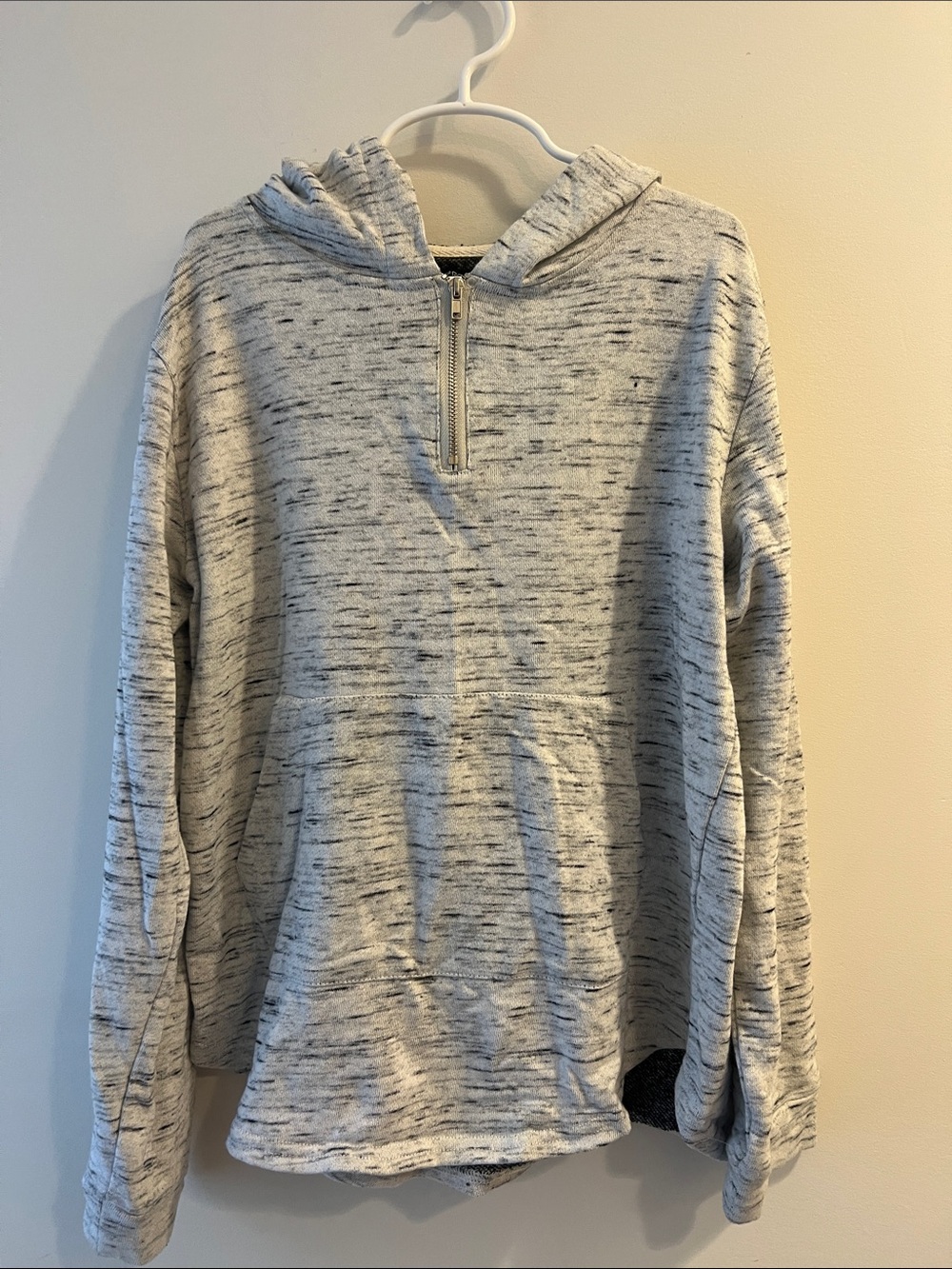 Kids Gray Marled Half-Zip Hooded Sweatshirt